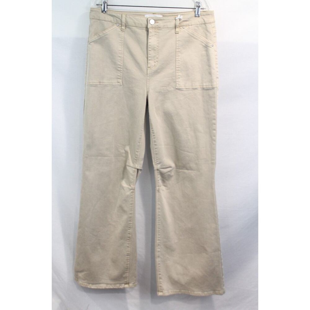 RISEN Jeans Womens size 15 Beige Denim Wide Straight Leg Stretch High Rise